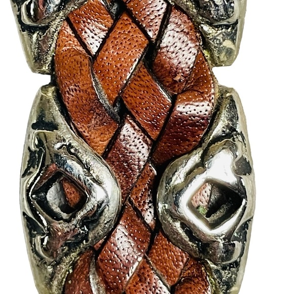 Vintage Capezio Brown Braided Western Gothic Leather Belt w/Silver Accents main image 6